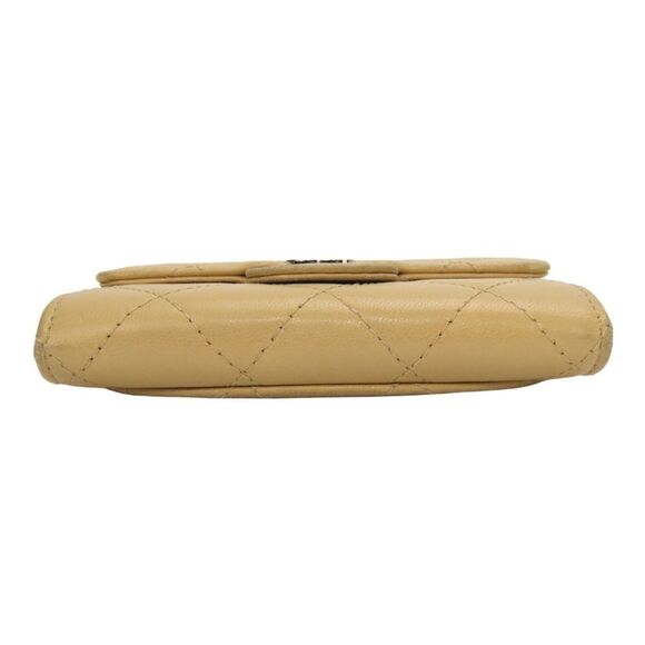 CHANEL Beige Lambskin Leather Logo Wallet - Picture 3 of 11